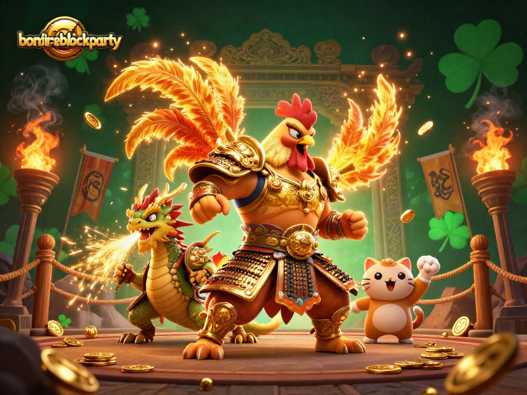 Experience the thrill of bonfireblockparty as cartoon warriors battle in an epic gambling arena.